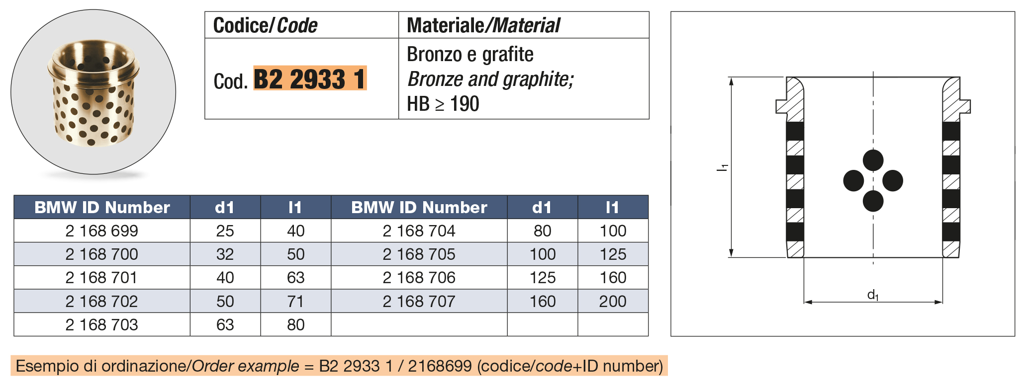 Guide bushes with collar, self-lubricating DIN 9834