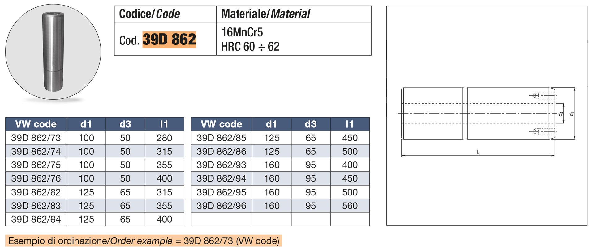 Colonna guida DIN 9833