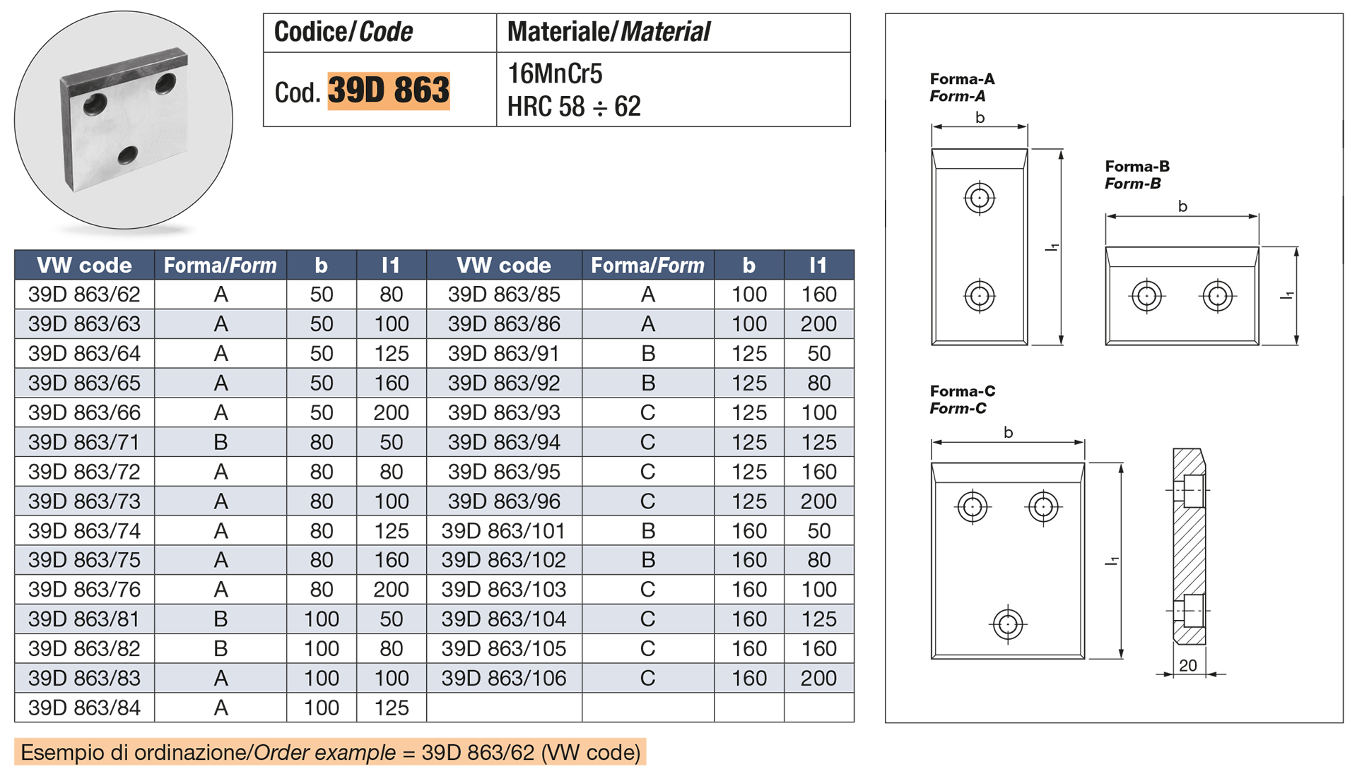 Piastra guida in acciaio VDI 3357
