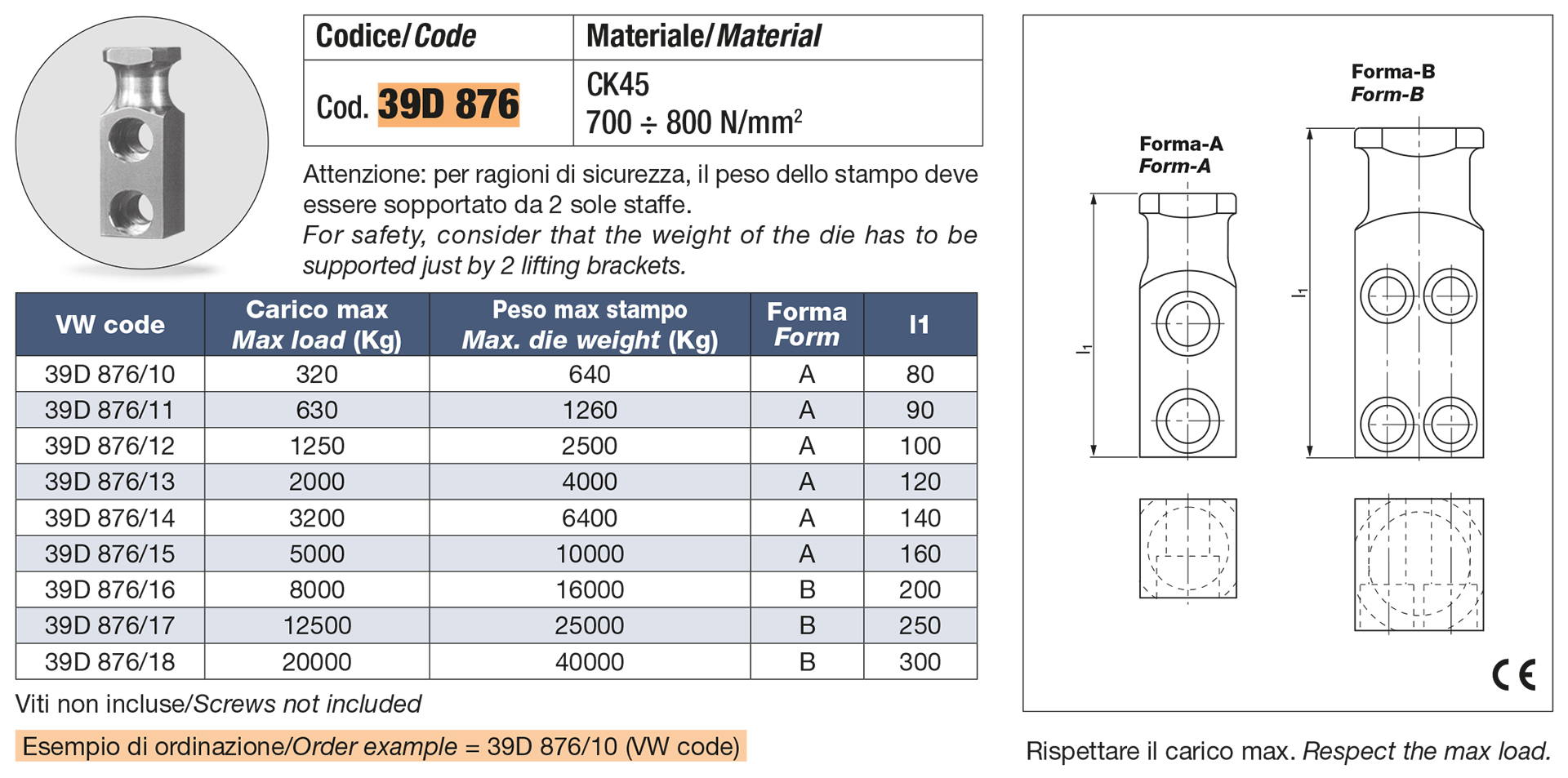 Staffa di sollevamento VDI 3366