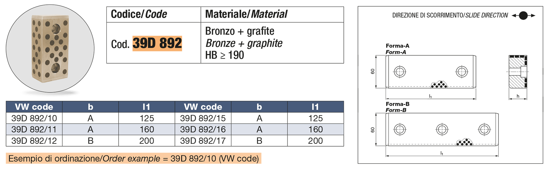 Wear strip with two slide surfaces VDI 3357