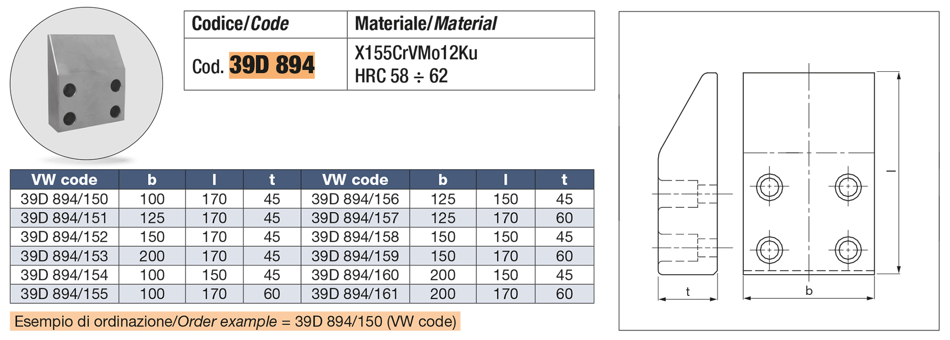 Cuneo in acciaio VDI 3357