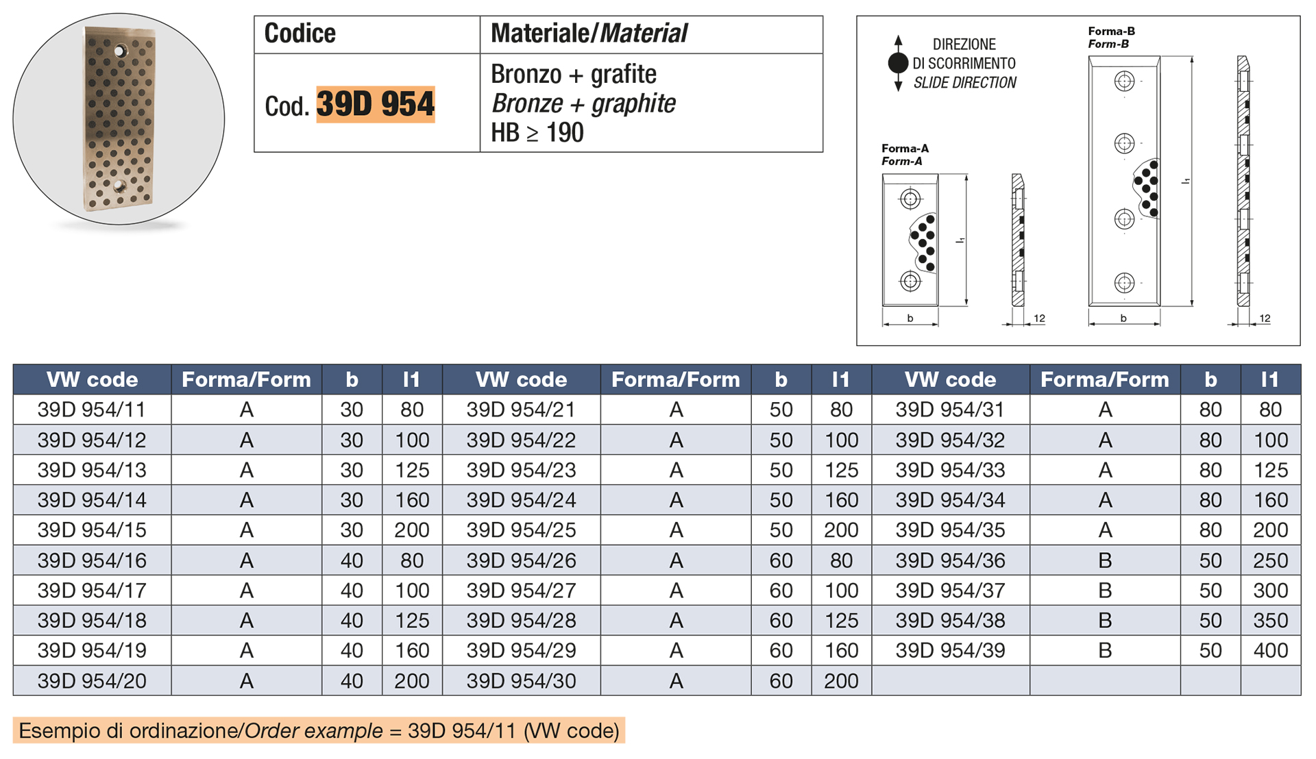 Piastra guida autolubrificante VDI 3357