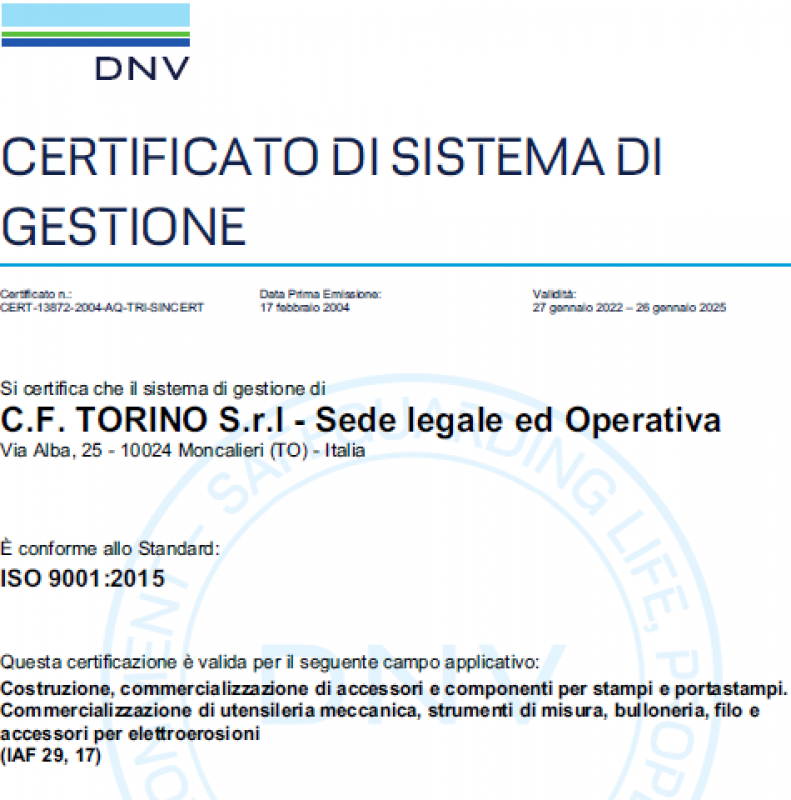 Nuovo Certificato ISO9001:2015